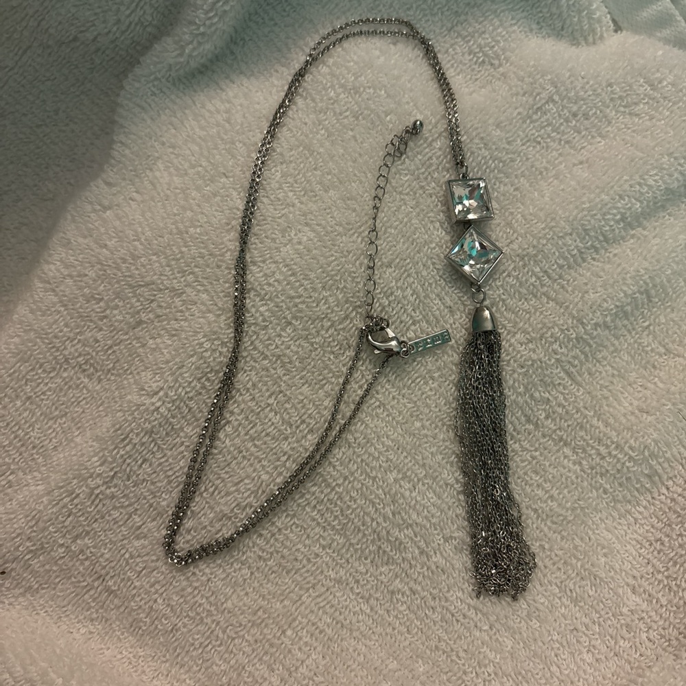 White House Black Market Silver Tassel Necklace